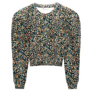 Zara Ditzy Floral Cotton Sweatshirt Puff Long‎ Sleeve Romantic Cottagecore Small